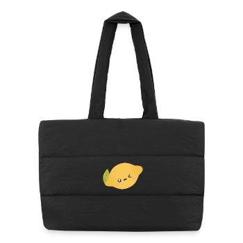 Lemon Kawaii - Puffer-Einkaufstasche - Schwarz - Vorne
