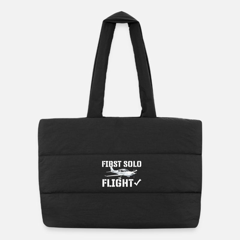 Erster Solo-Flug Humor-Pilotenstudent Puffer-Einkaufstasche