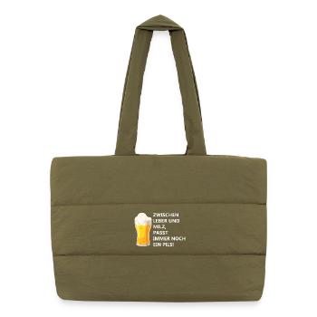 Between liver and spleen, a pilsner still fits - Puffer Shopping Bag - safari green - Front