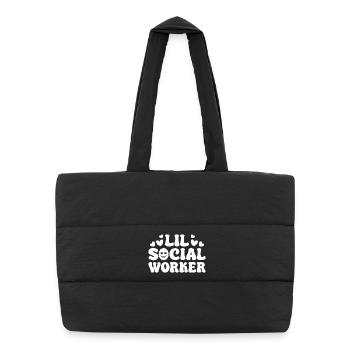 Social Worker Quote Lil Social Worker Social Work - Puffer-Einkaufstasche - Schwarz - Vorne