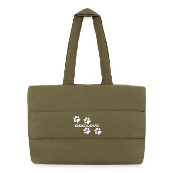 Dog Love – Pfoten - Puffer-Einkaufstasche - safari Green - Vorne