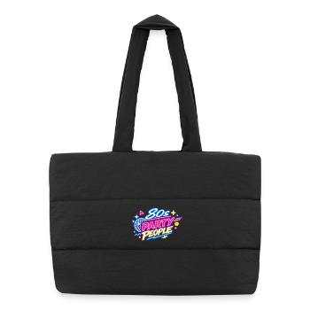 Fêtards des années 80 Néon rétro - Sac shopping matelassé - noir - Devant