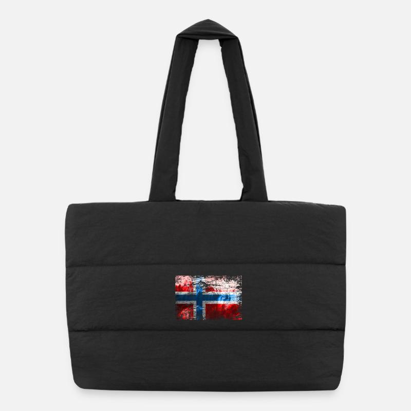Norwegische Flagge - Puffer-Einkaufstasche - Schwarz