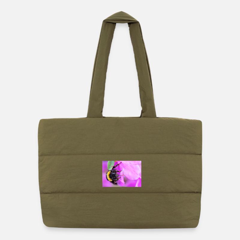 Bee on the violet Puffer Shopping Bag