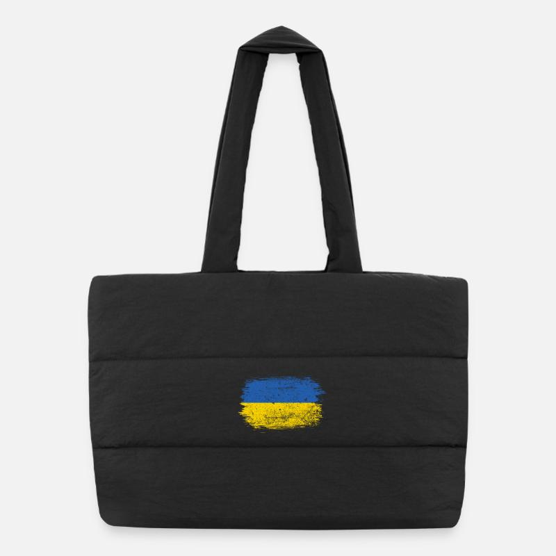 Ukraine Flag Brush Stroke Puffer Shopping Bag