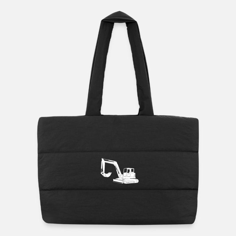 Baggerfahrer Silhouette - Baugeräteführer Puffer-Einkaufstasche