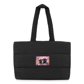 Small dogs with flower crown - Puffer Shopping Bag - black - Front