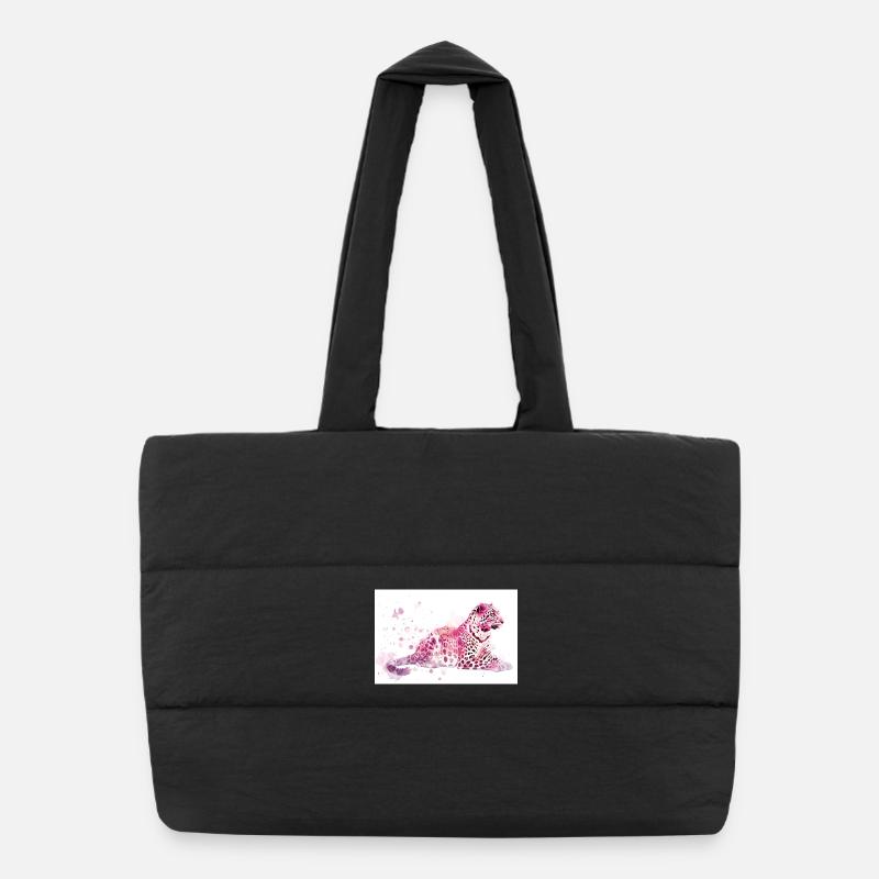 Léoparden rose Aquarelle Sac shopping matelassé