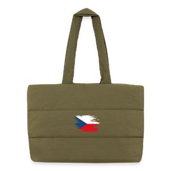 Tschechien Flagge used Design - Puffer-Einkaufstasche - safari Green - Vorne