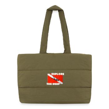 EXPLOREZ LES PROFONDEURS - Sac shopping matelassé - safari green - Devant