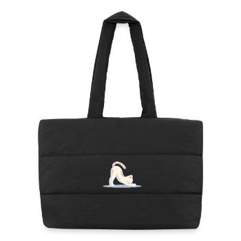 chat mignon dans une pose d’étirement de yoga classique - Sac shopping matelassé - noir - Devant