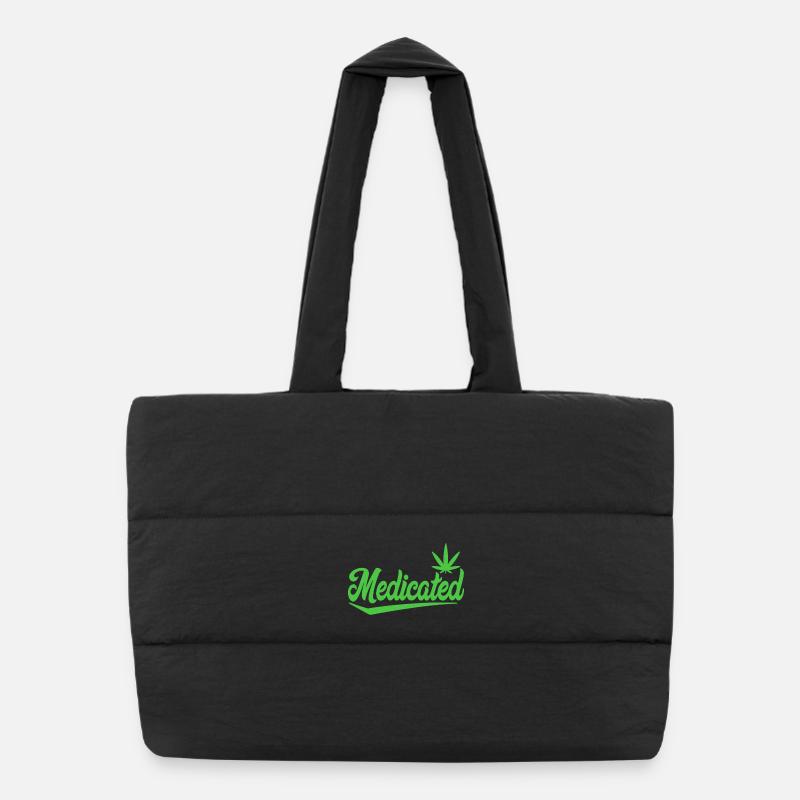 Medicated Script with Leaf | 420 Chill Vibes Puffer Shopping Bag