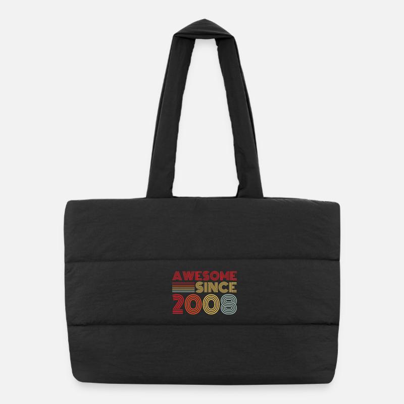 Vintage 2008 Retro Birthday Gift 2008 - Puffer Shopping Bag - black