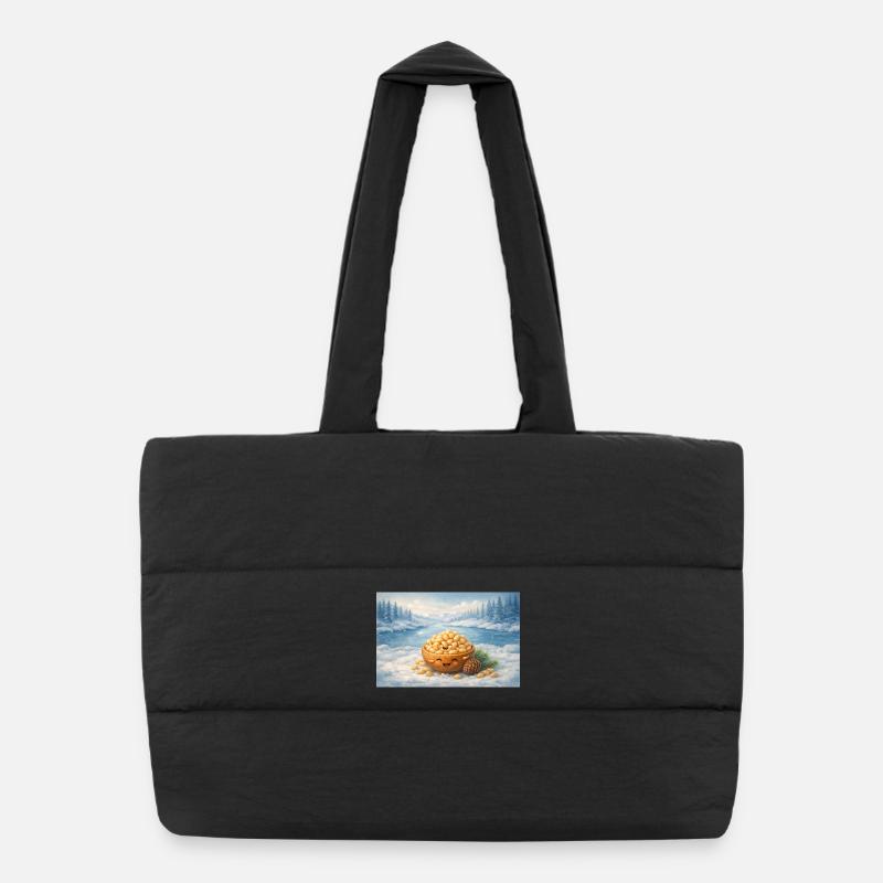 Pignons de pin - Sac shopping matelassé - noir