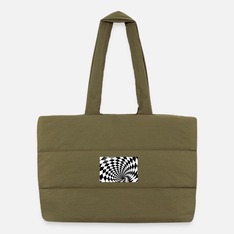 Spirale hypnotique en damier Sac shopping matelassé