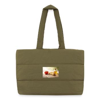 Tomato. Bread. Oil. - Puffer Shopping Bag - safari green - Front