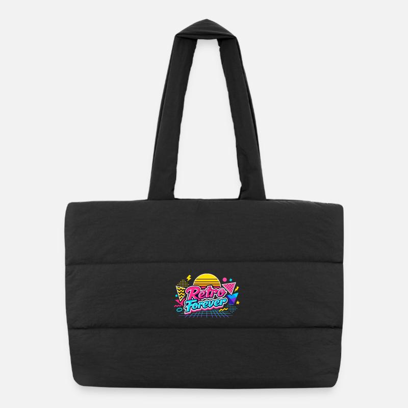 Retro Forever Neon 80s Vibe Puffer Shopping Bag