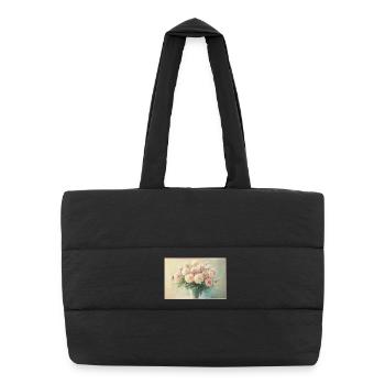 Bouquet floral pastel délicat - Sac shopping matelassé - noir - Devant