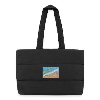 Des vagues cristallines sur une plage de sable doré - Sac shopping matelassé - noir - Devant