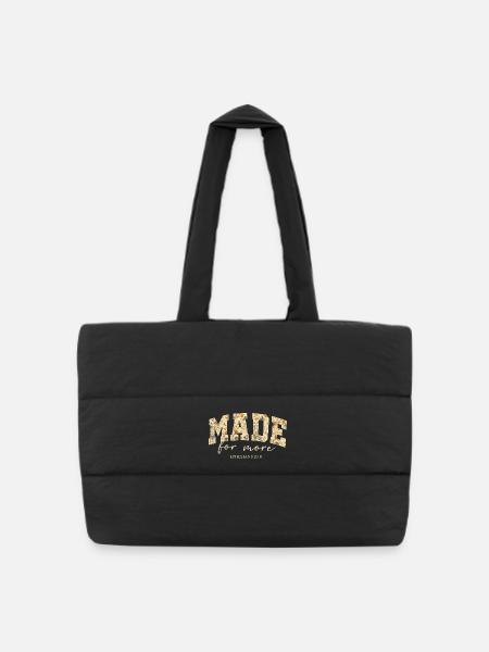 Made for More Bible Quote Blossoms - Puffer Shopping Bag - black