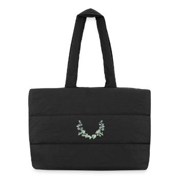 delicate eucalyptus branches as a half wreath - Puffer Shopping Bag - black - Front