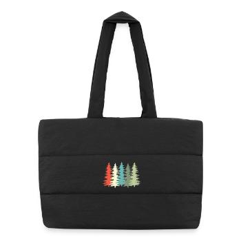 Woodland Vintage Tree Retro - Puffer Shopping Bag - black - Front