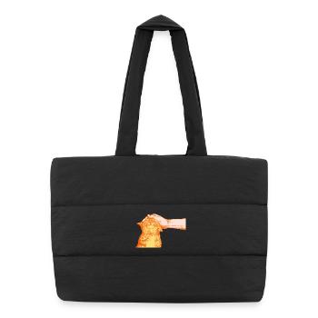 THE HAPPY CAT - Puffer Shopping Bag - black - Front