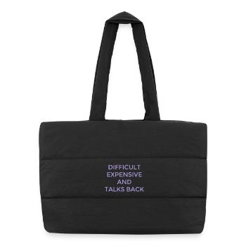 Difficult Women Expensive Clever Mouth - Puffer Shopping Bag - black - Front