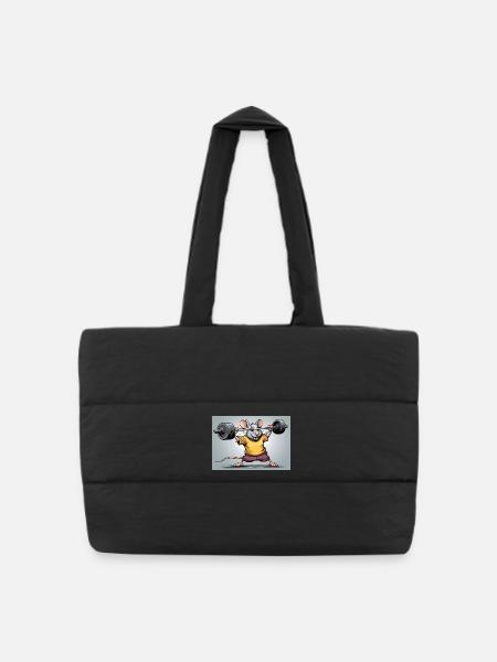 Power mouse during strength training - Puffer Shopping Bag - black