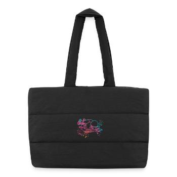 Skeleton Bobsleigh Winter Sports Sled - Puffer Shopping Bag - black - Front