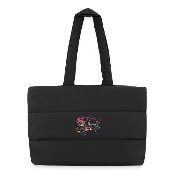 Skeleton Bobsleigh Winter Sports Sled - Puffer Shopping Bag - black - Front