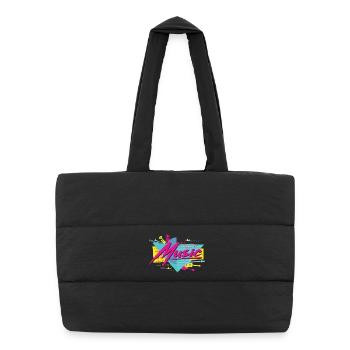 Neon Musik Retro Vibe - Puffer-Einkaufstasche - Schwarz - Vorne