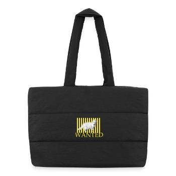 Wanted Punk Cat on Yellow Stripes - Puffer Shopping Bag - black - Front