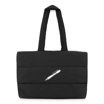 stylo à bille - Sac shopping matelassé - noir - Devant