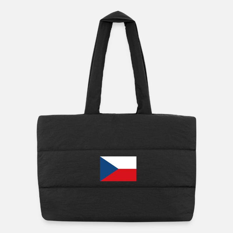 Czech Republic Flag - Puffer Shopping Bag - black