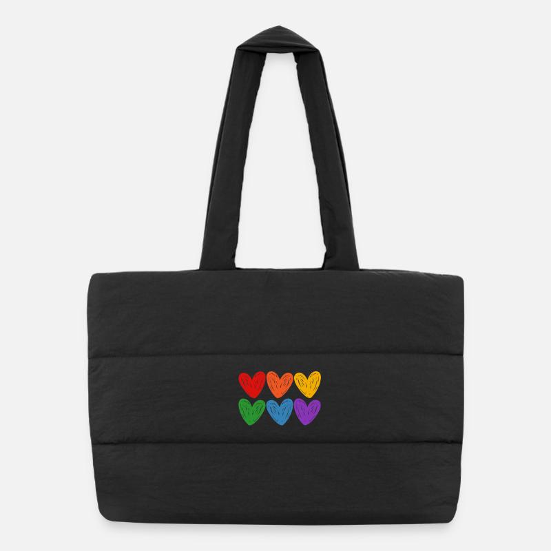 Cœurs arc-en-ciel LGBTQIA Sac shopping matelassé