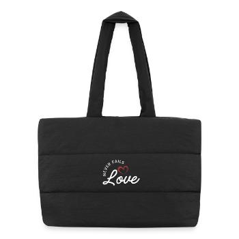 ❤️L’amour ne manque jamais - 1 Corinthiens 13:8 - Sac shopping matelassé - noir - Devant