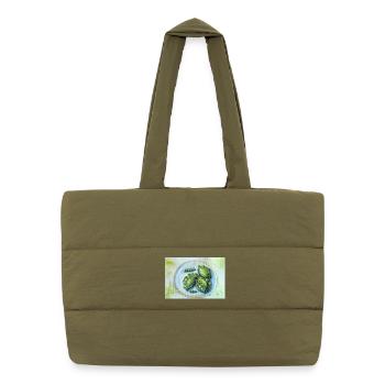 Vibrant Green Dumplings: Watercolor Food Art - Puffer Shopping Bag - safari green - Front