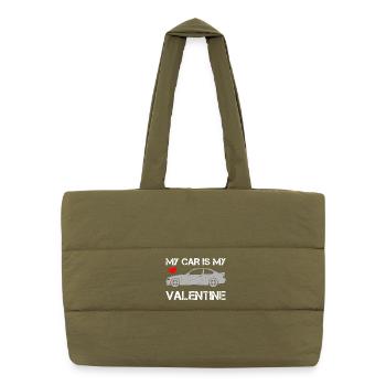 Ma voiture est ma Saint-Valentin - Sac shopping matelassé - safari green - Devant