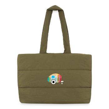 Caravan Caravan Fabric Textile Camping Camper Fan - Puffer Shopping Bag - safari green - Front