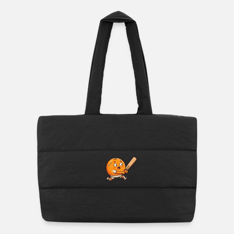 Funny Orange Doing Baseball Strike Cartoon Puffer Shopping Bag