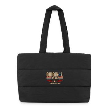 80. Geburtstag Geschenk Original Jahrgang 1946 - Puffer-Einkaufstasche - Schwarz - Vorne