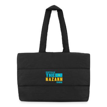Design du drapeau Keep Calm Kazakhstan - Sac shopping matelassé - noir - Devant