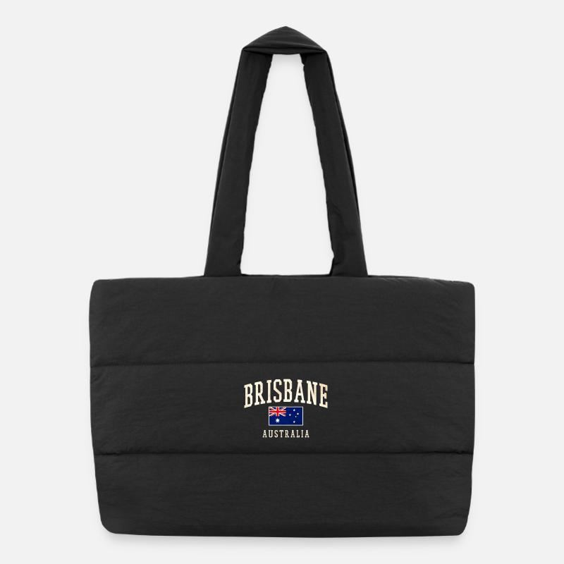 Brisbane, Australie, Vintage Flag Design Sac shopping matelassé