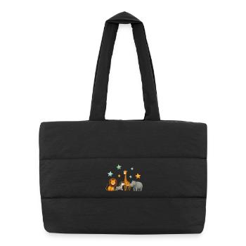 Animaux africains - Sac shopping matelassé - noir - Devant