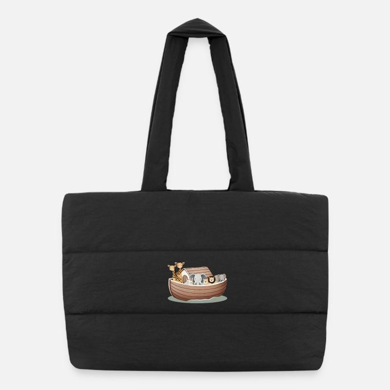 Illustration d’animaux mignons - L’arche de Noé avec des animaux Sac shopping matelassé