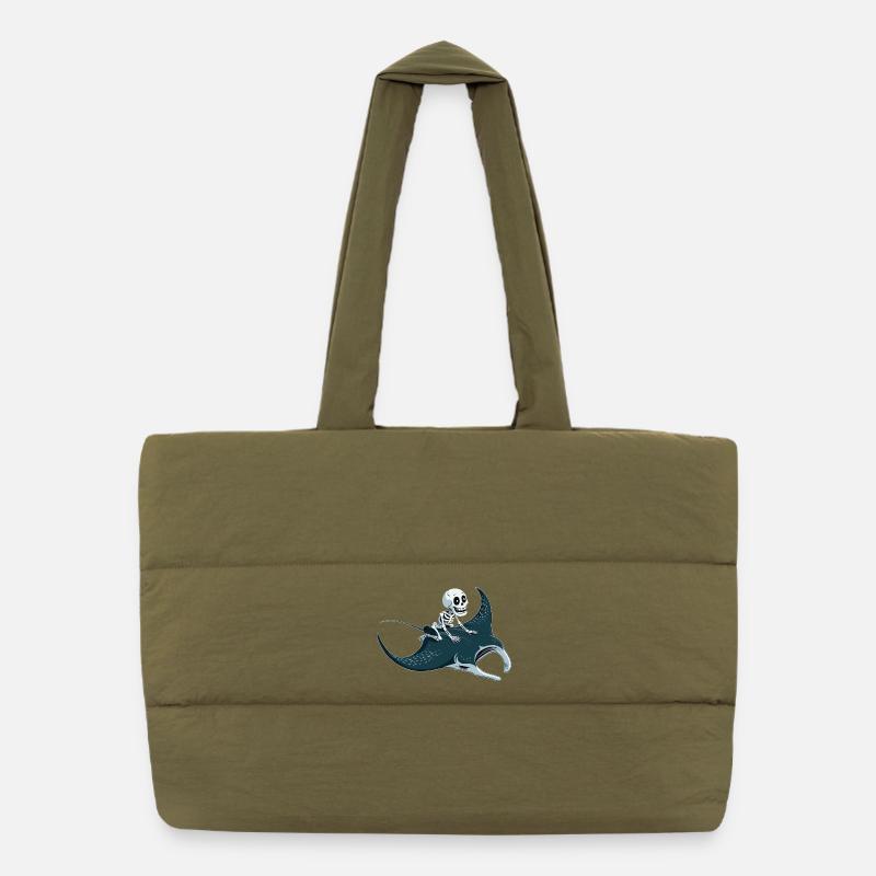 Squelette sur raie manta Sac shopping matelassé