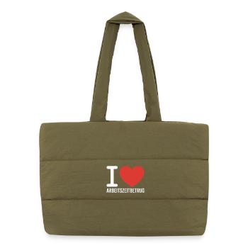 J’aime Temps de travail Fraude Pas de crime Bureau de l’emploi - Sac shopping matelassé - safari green - Devant