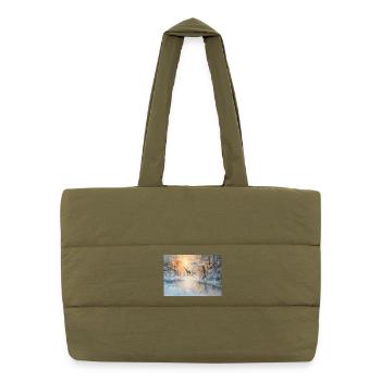 Majestätische Hirsche im Winterwald  - Puffer-Einkaufstasche - safari Green - Vorne