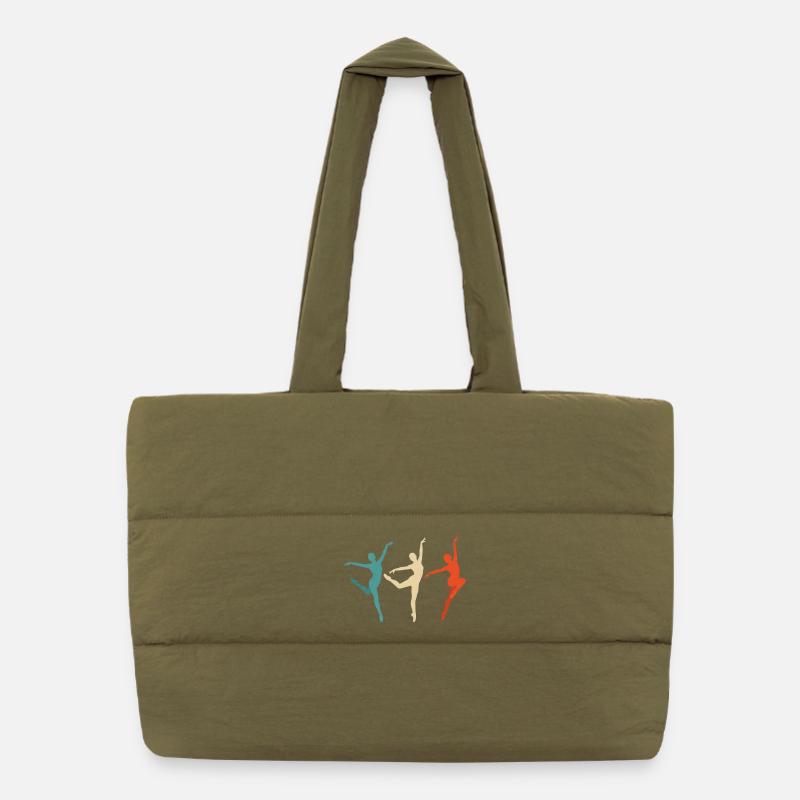 Dance silhouettes in three-color swing Puffer Shopping Bag